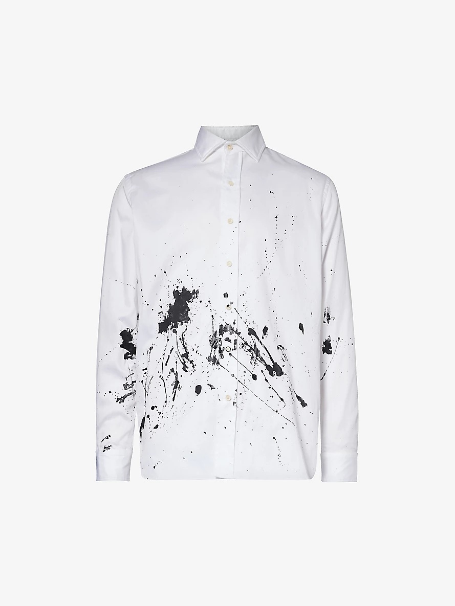 Collins paint-splattered relaxed-fit cotton-poplin shirt - 1