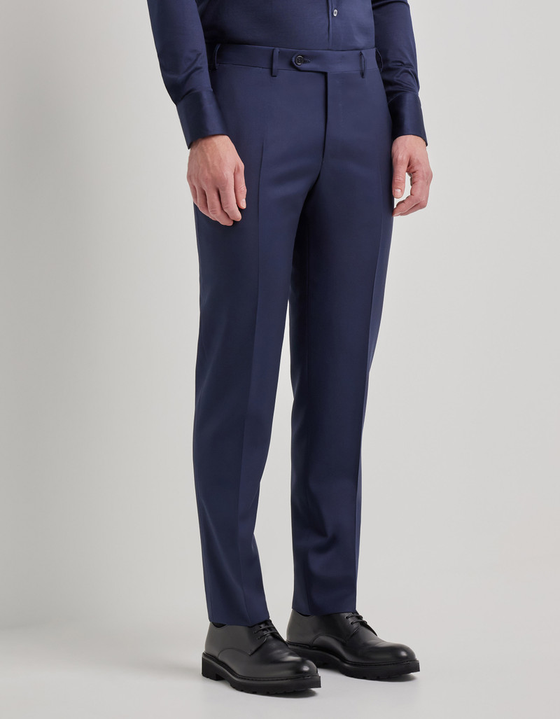 LIGHT BLUE DENIM-EFFECT WOOL REGULAR-FIT SUIT 120