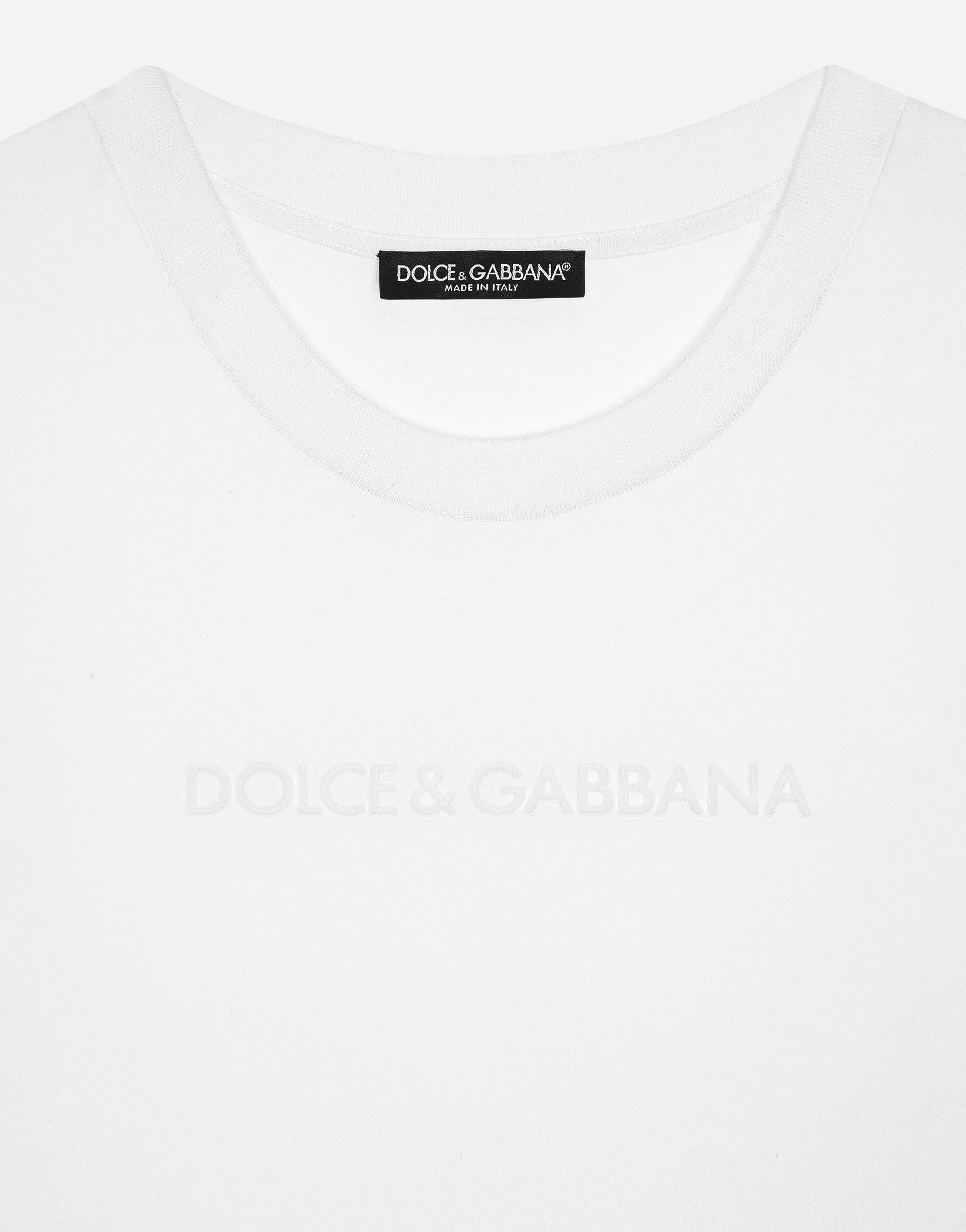 Jersey T-shirt with flocked Dolce&Gabbana detail - 3