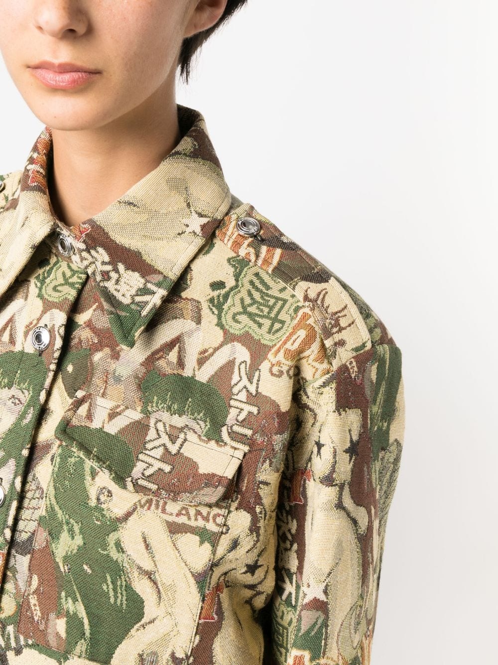 Hentai jacquard-pattern shirt jacket - 5