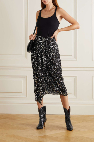 Isabel Marant Gilbree sequin-embellished embroidered crepe de chine skirt outlook