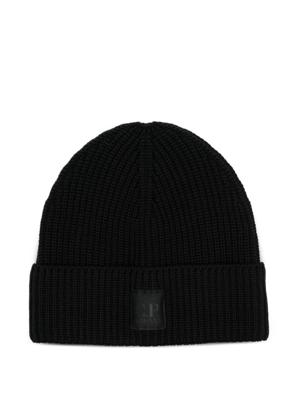 ribbed logo-patch beanie hat - 1