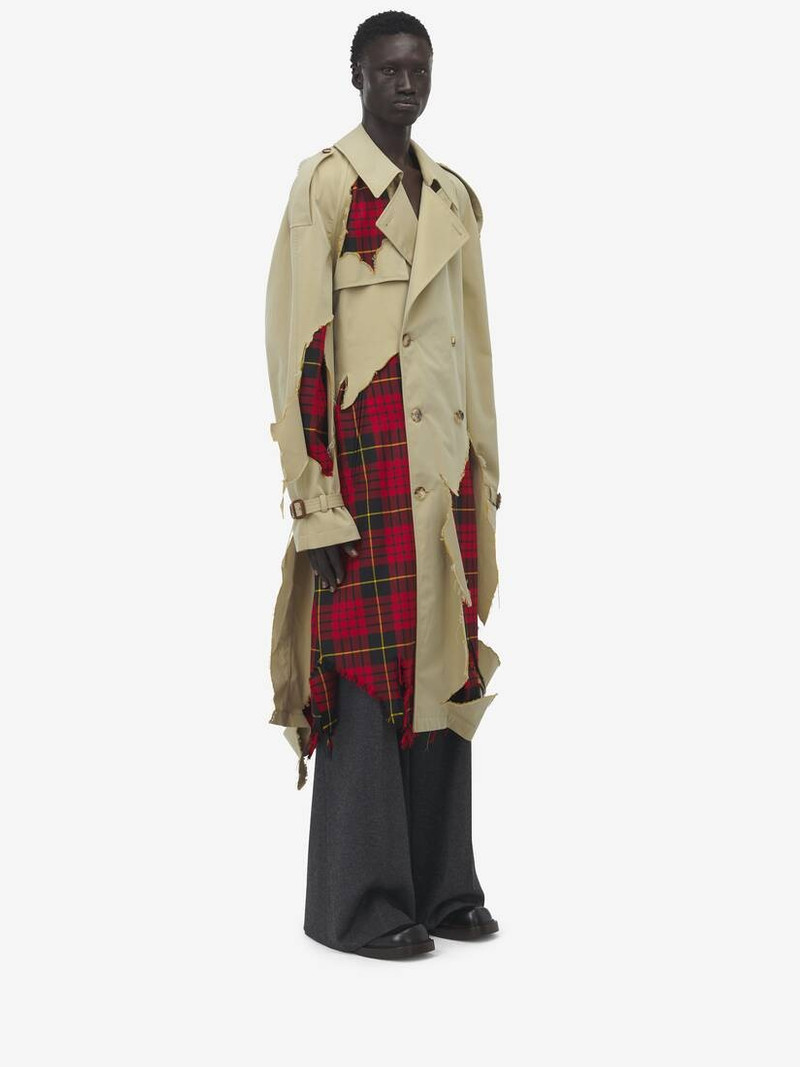 Distressed Tartan Trench Coat 3