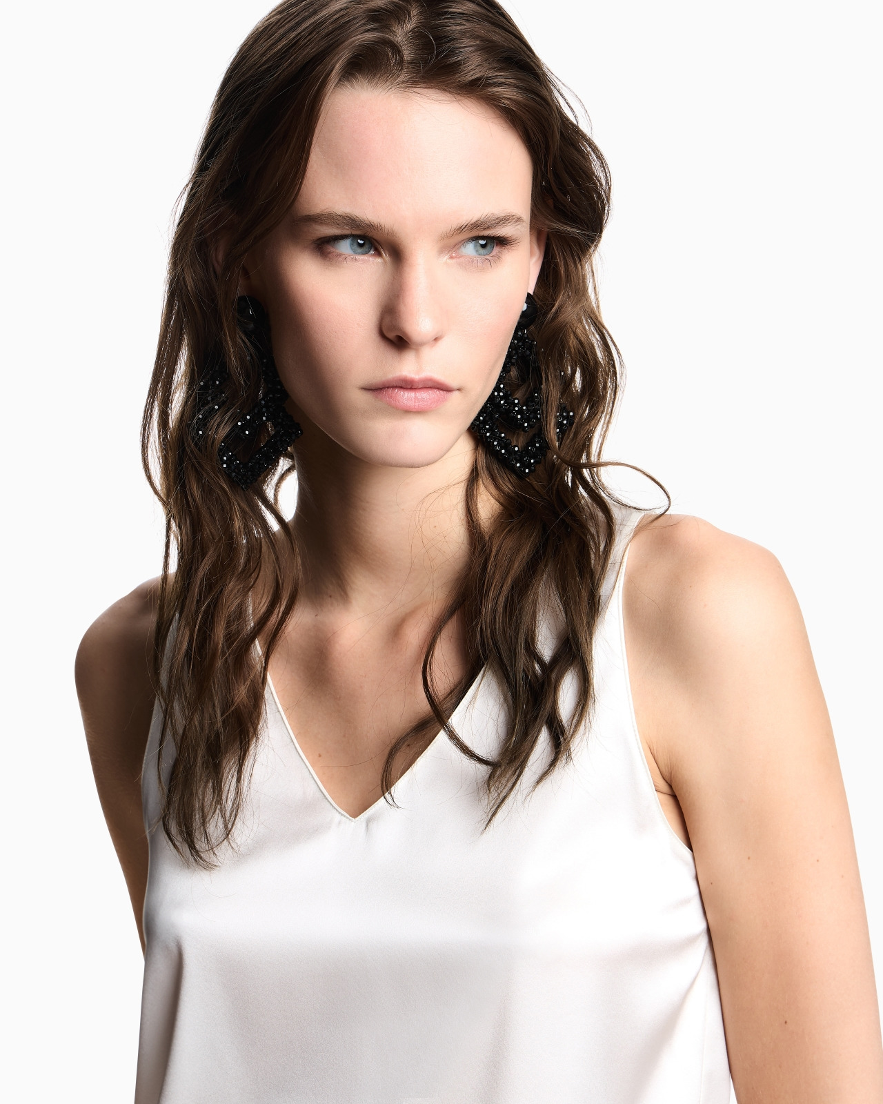 SILK SATIN V-NECK TOP - 5