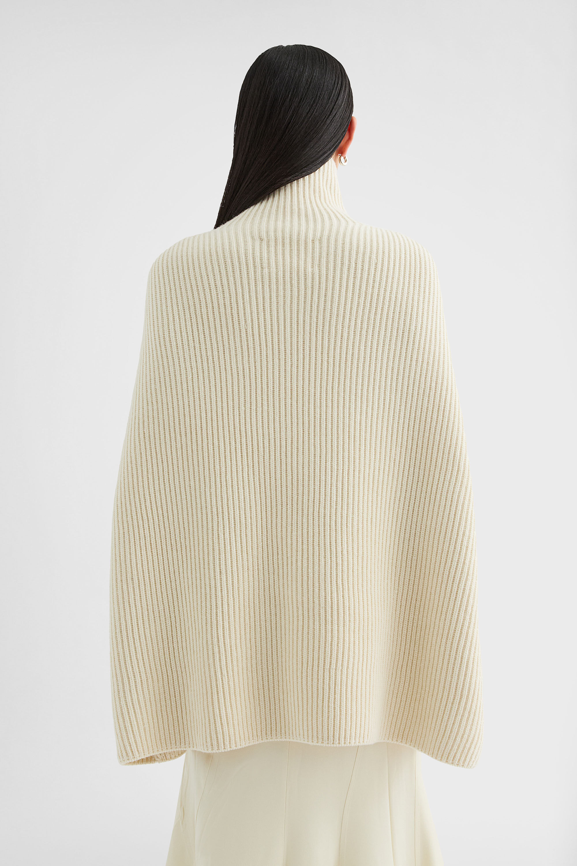 Midweight Wool High-Neck Cape - 4