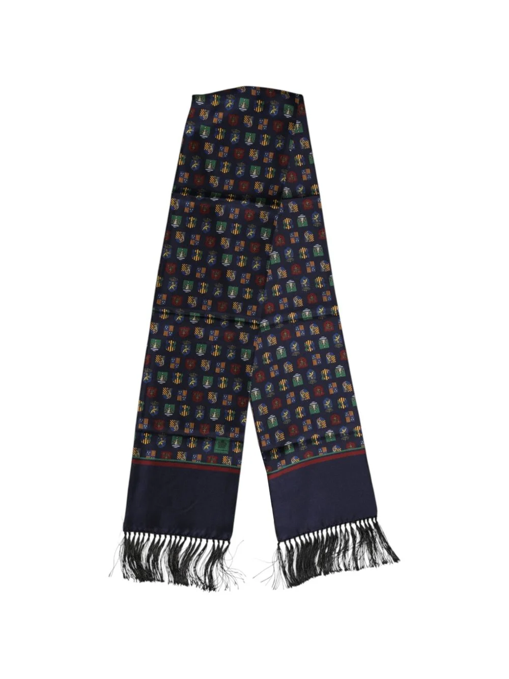 heraldic-print fringed scarf - 1