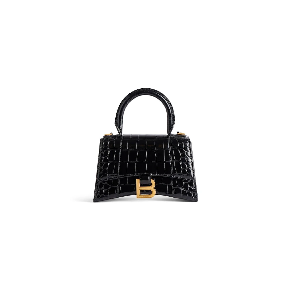 Women's Hourglass Xs Handbag Crocodile Embossed in Black - 1