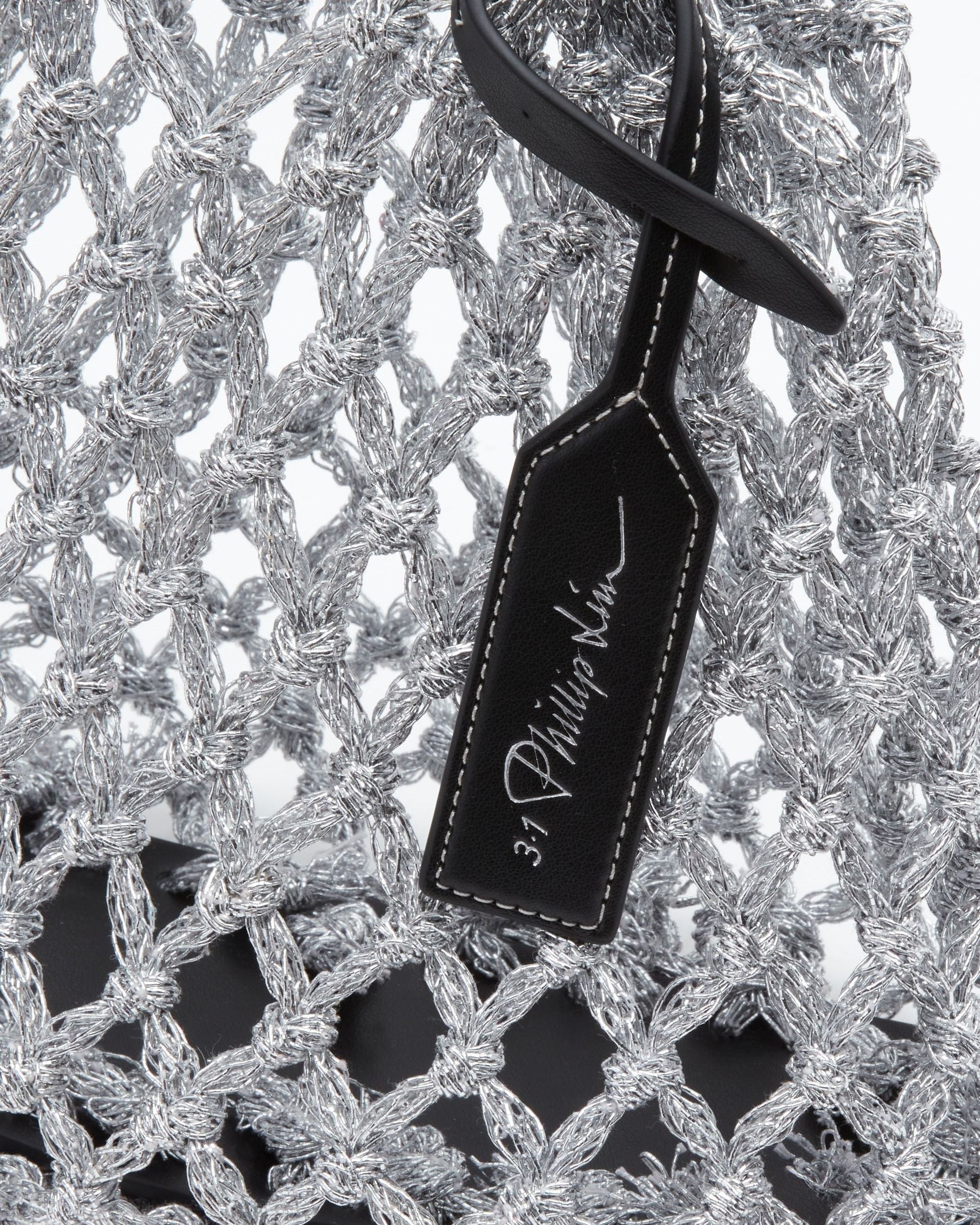 Mini Metallic Macramé Tote - 5