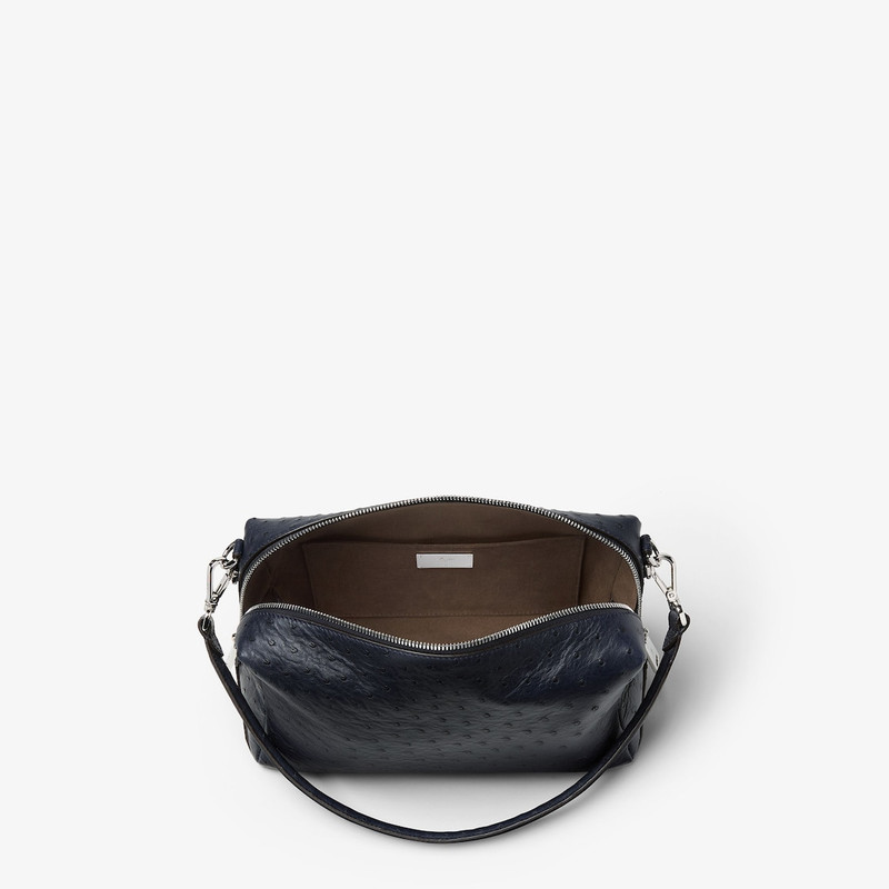 Fendi Lui Medium Dark blue ostrich leather bag 4