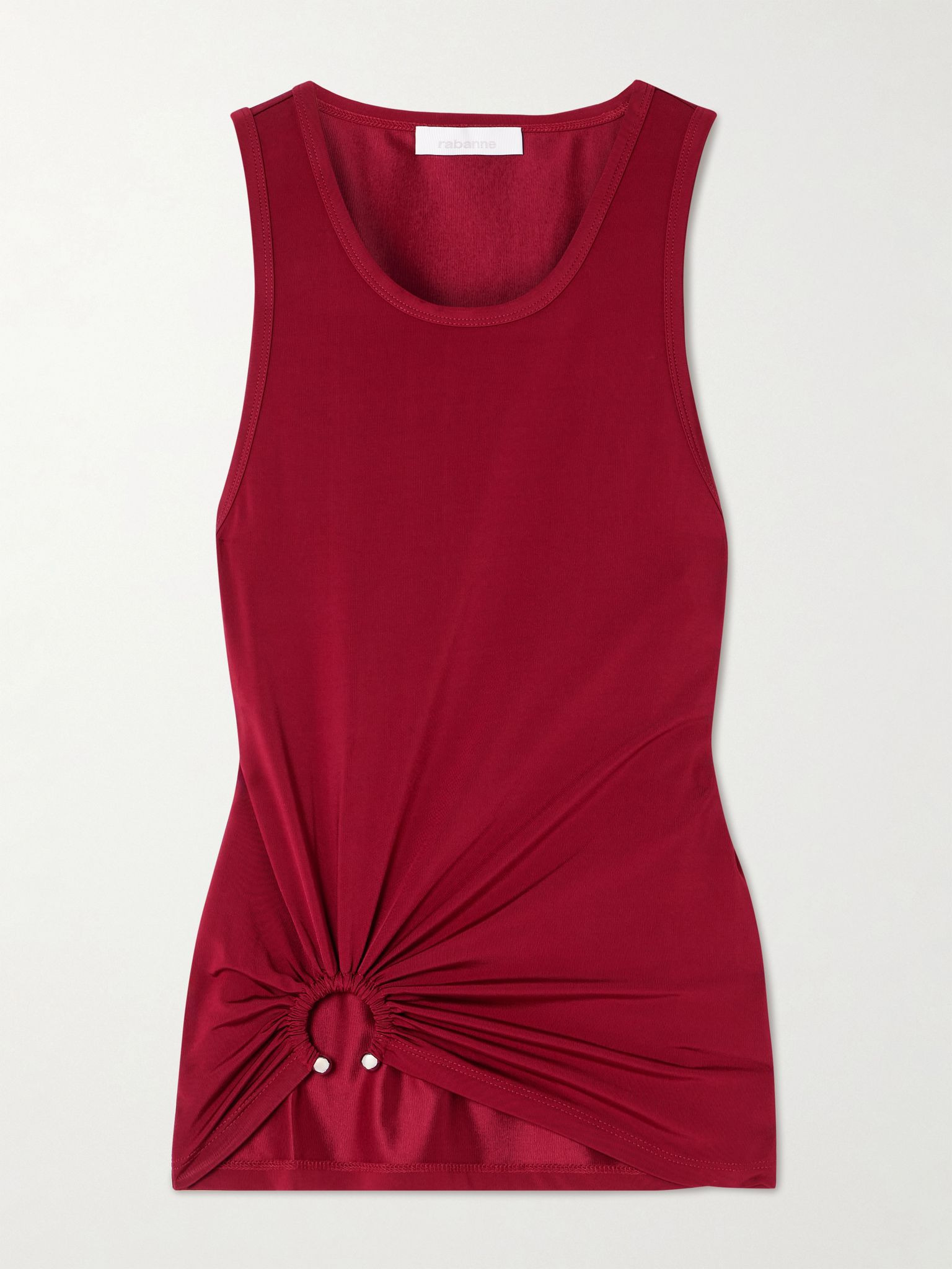 Embellished ribbed stretch-jersey tank Red - 1