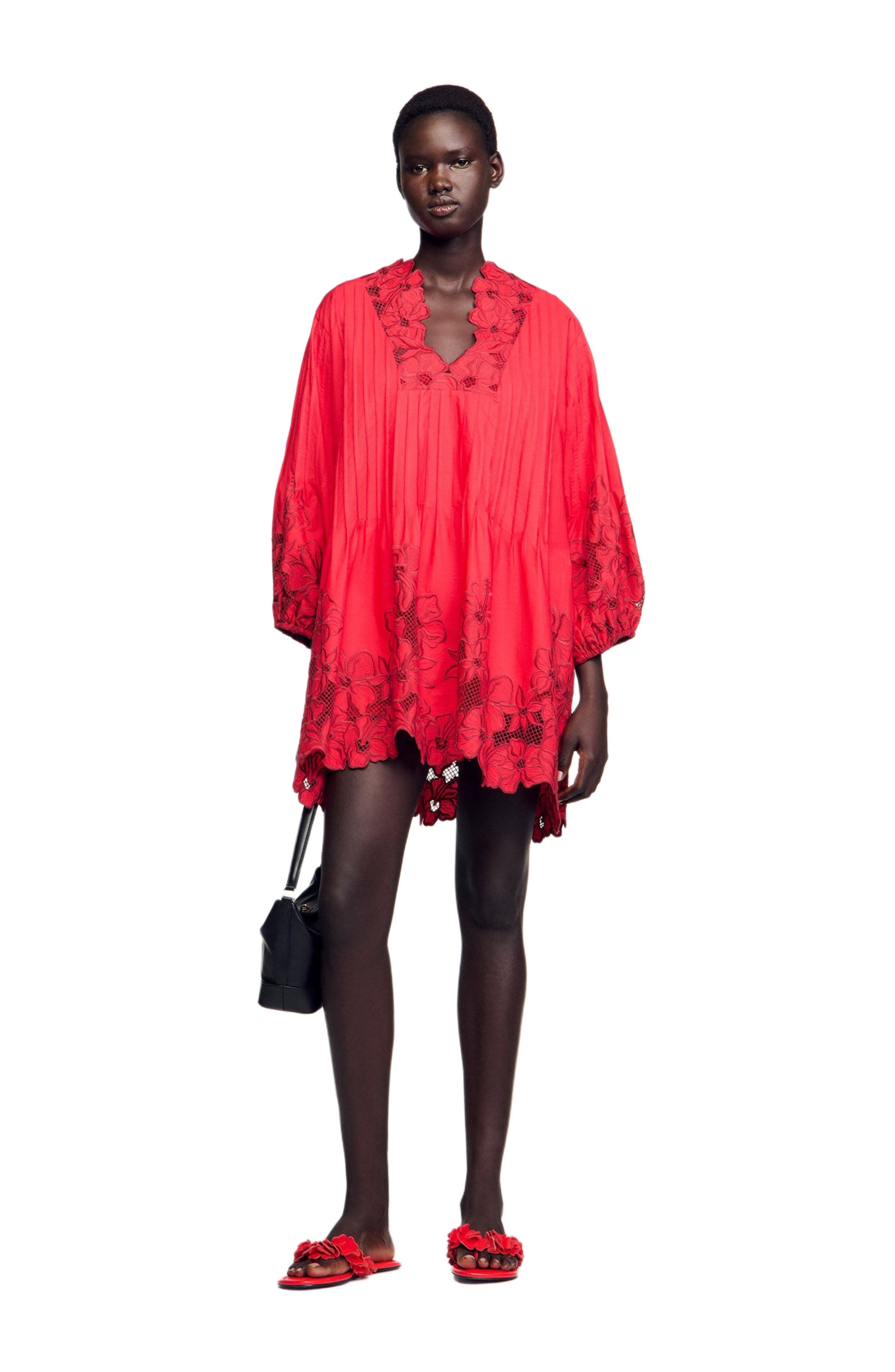 SANDRO Short dress with floral details in Red at Nordstrom - 1
