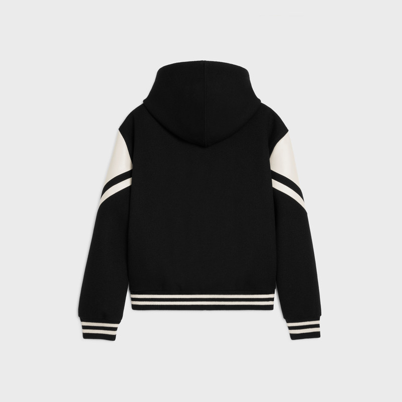 CELINE hooded jackson teddy jacket in textured wool outlook