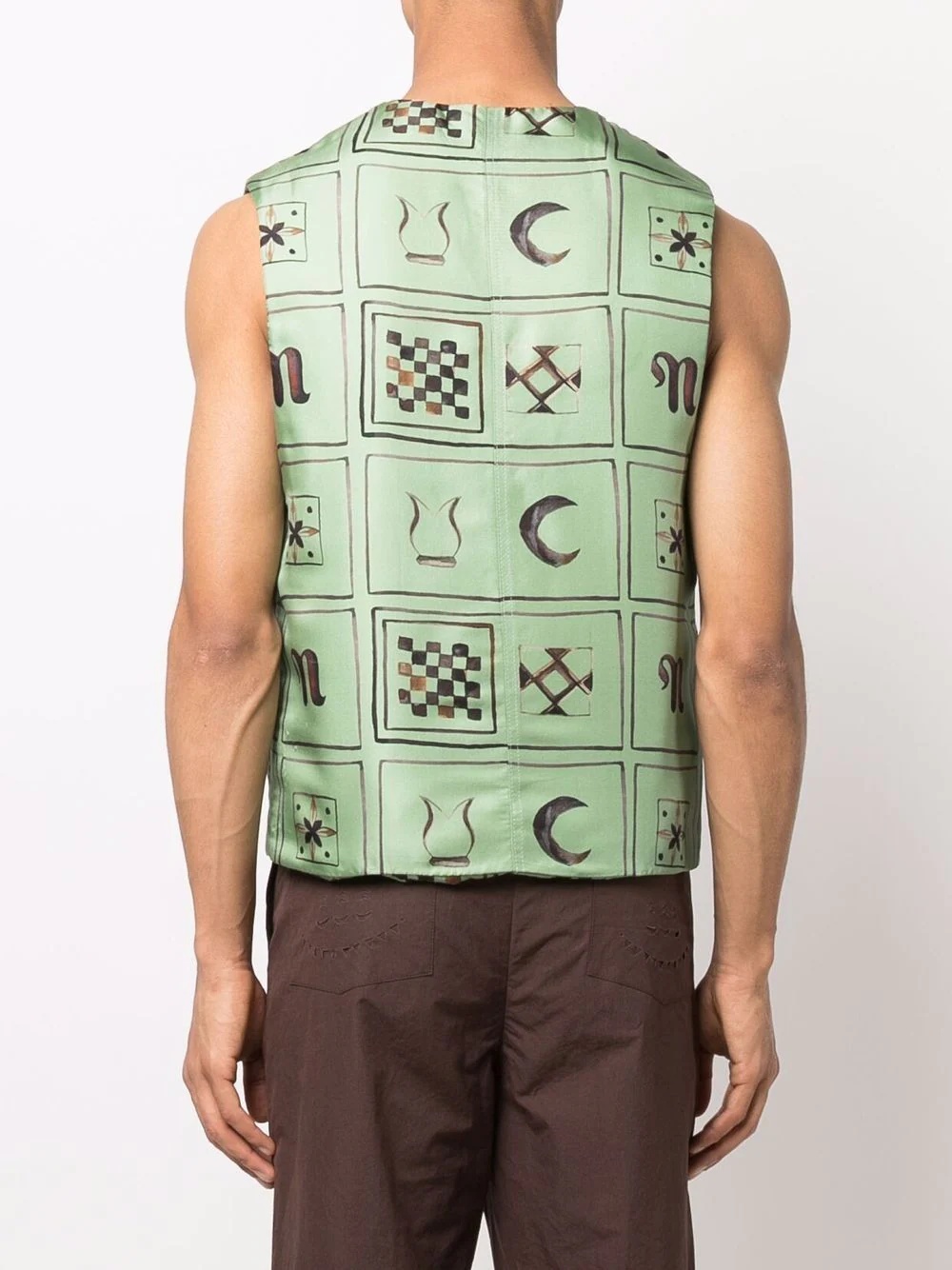 logo-print silk waistcoat - 4