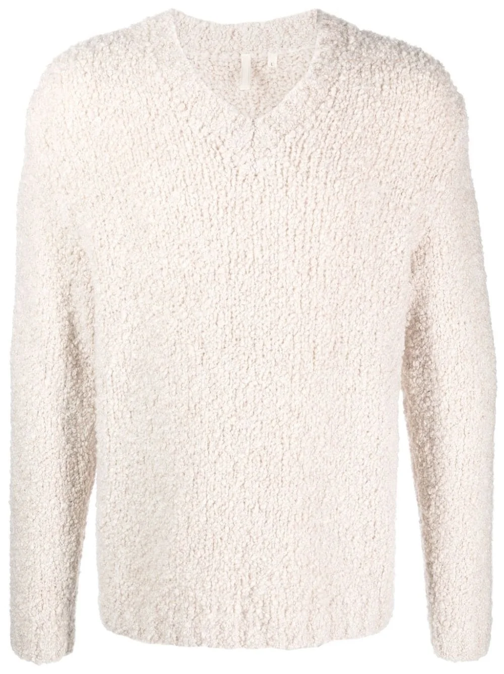 brushed-effect V-neck jumper - 1