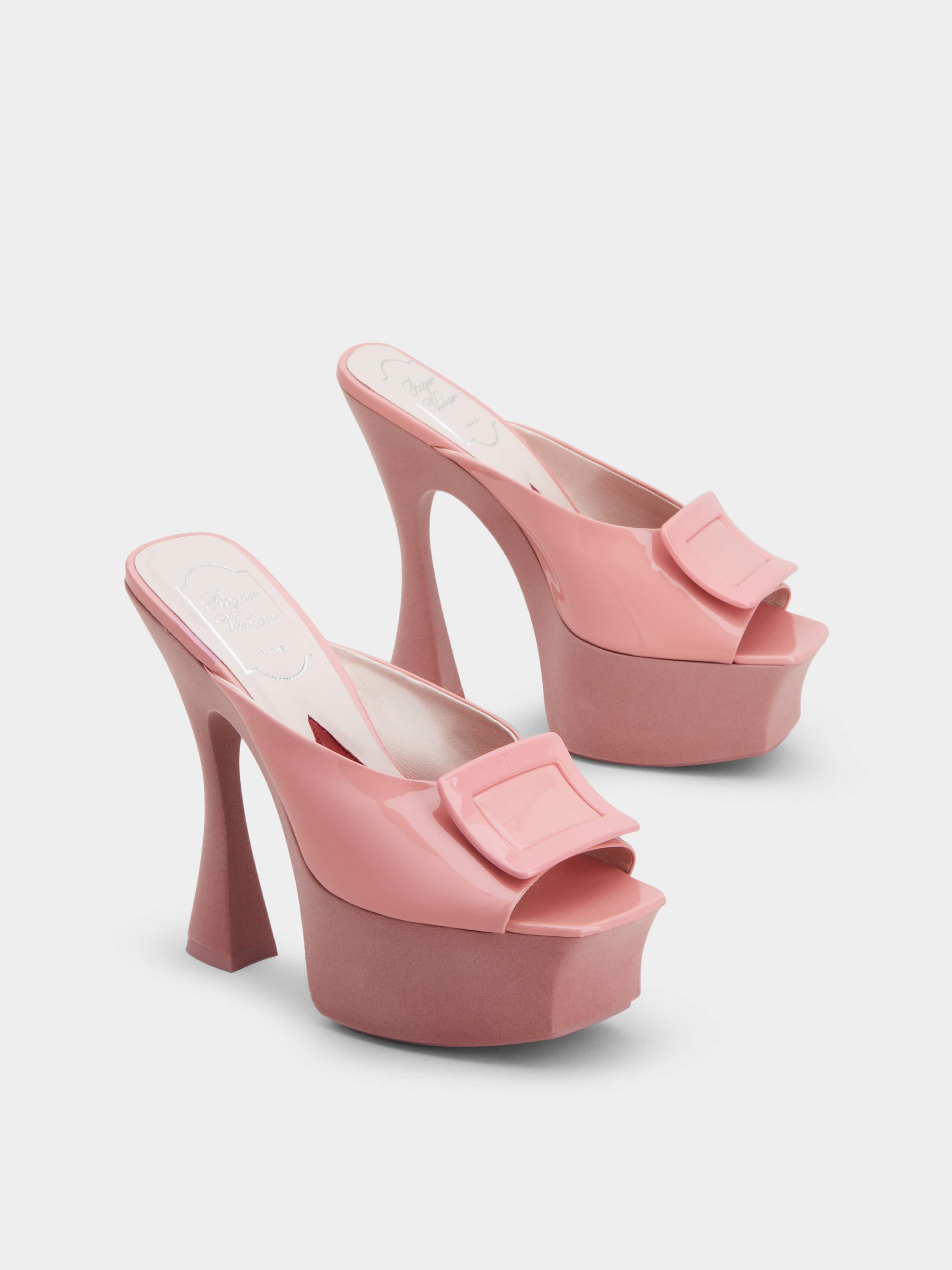 Covered Buckle Platform Mules in Patent Leather - 2