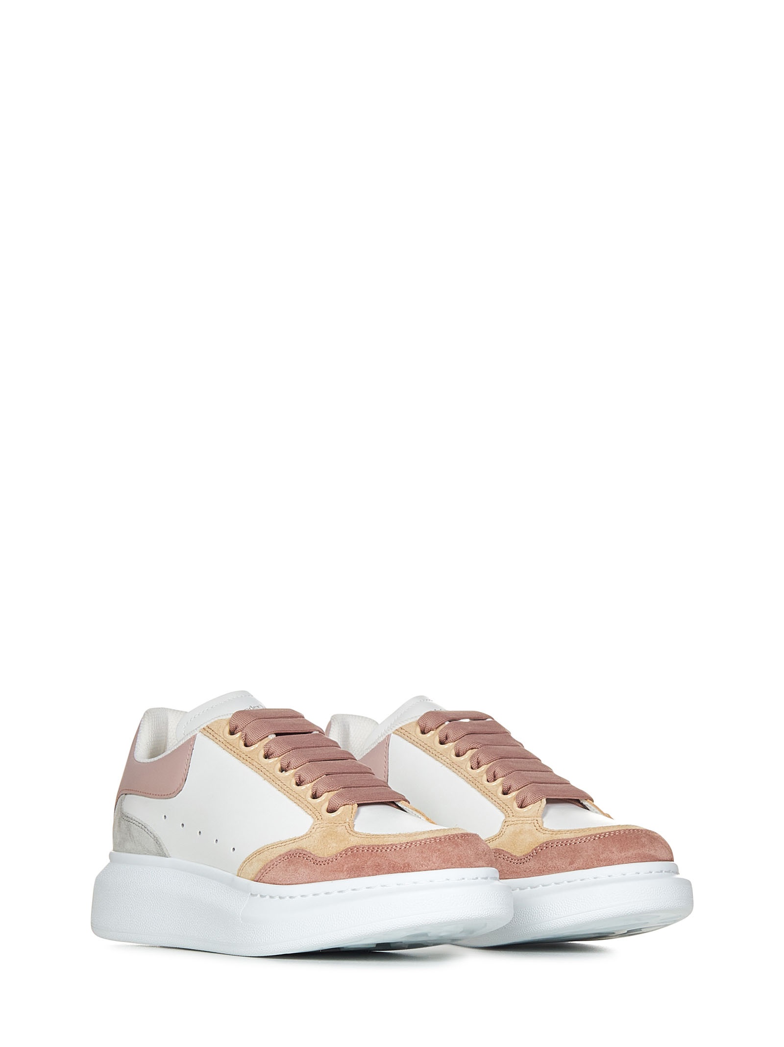 Oversized sneakers in white calfskin with multicolor suede inserts and oversized rubber sole. - 2