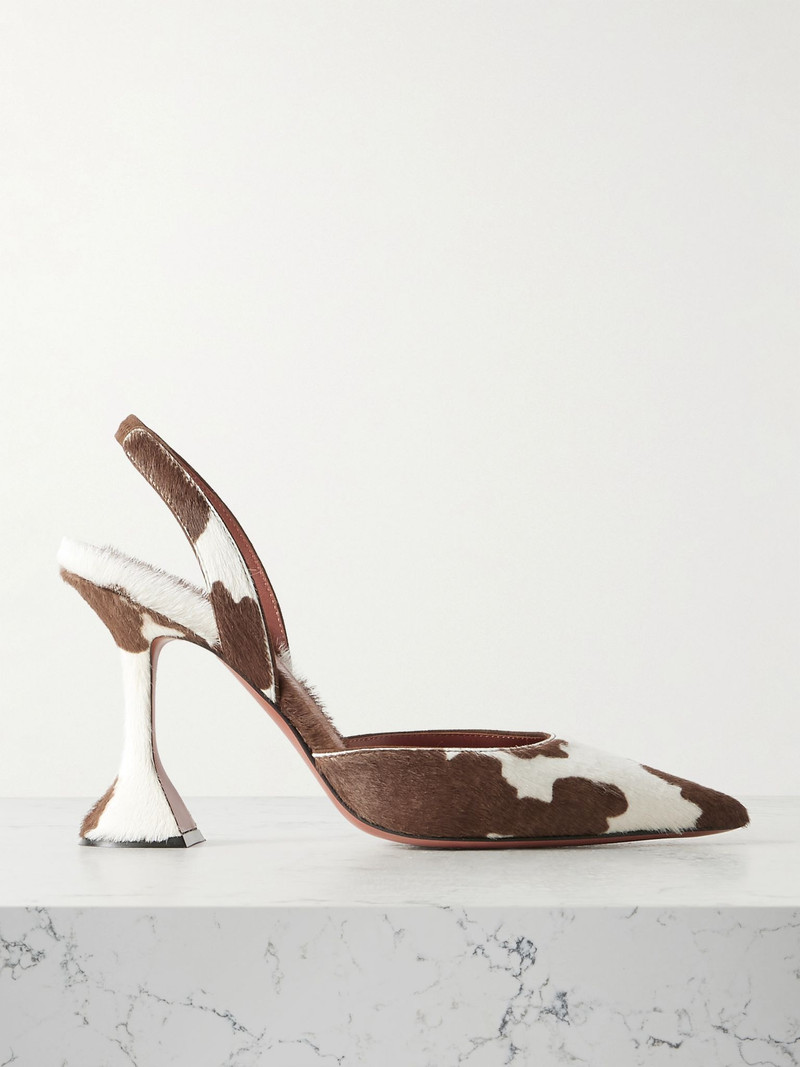 Holli cow-print calf hair slingback pumps Light brown 1