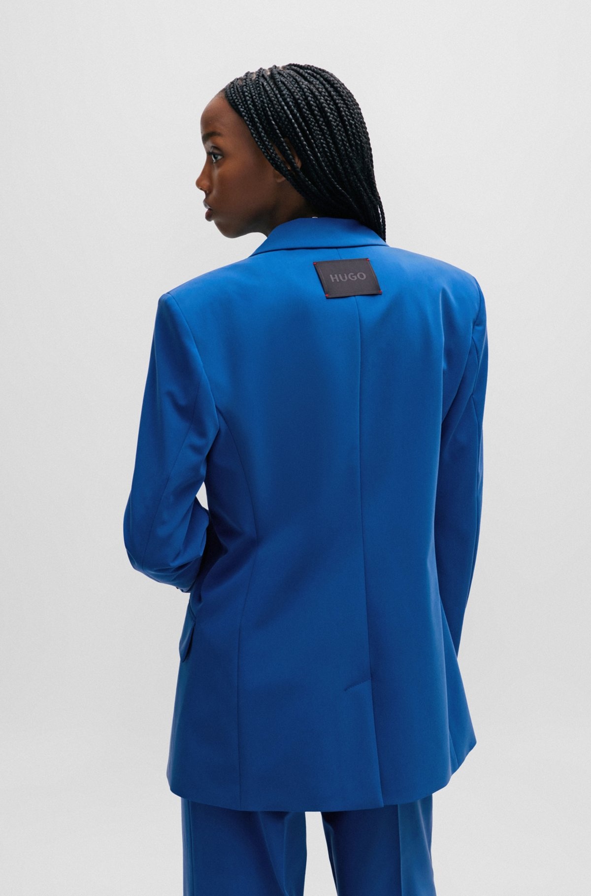 RELAXED-FIT DOUBLE-BREASTED JACKET IN STRETCH FABRIC - 4