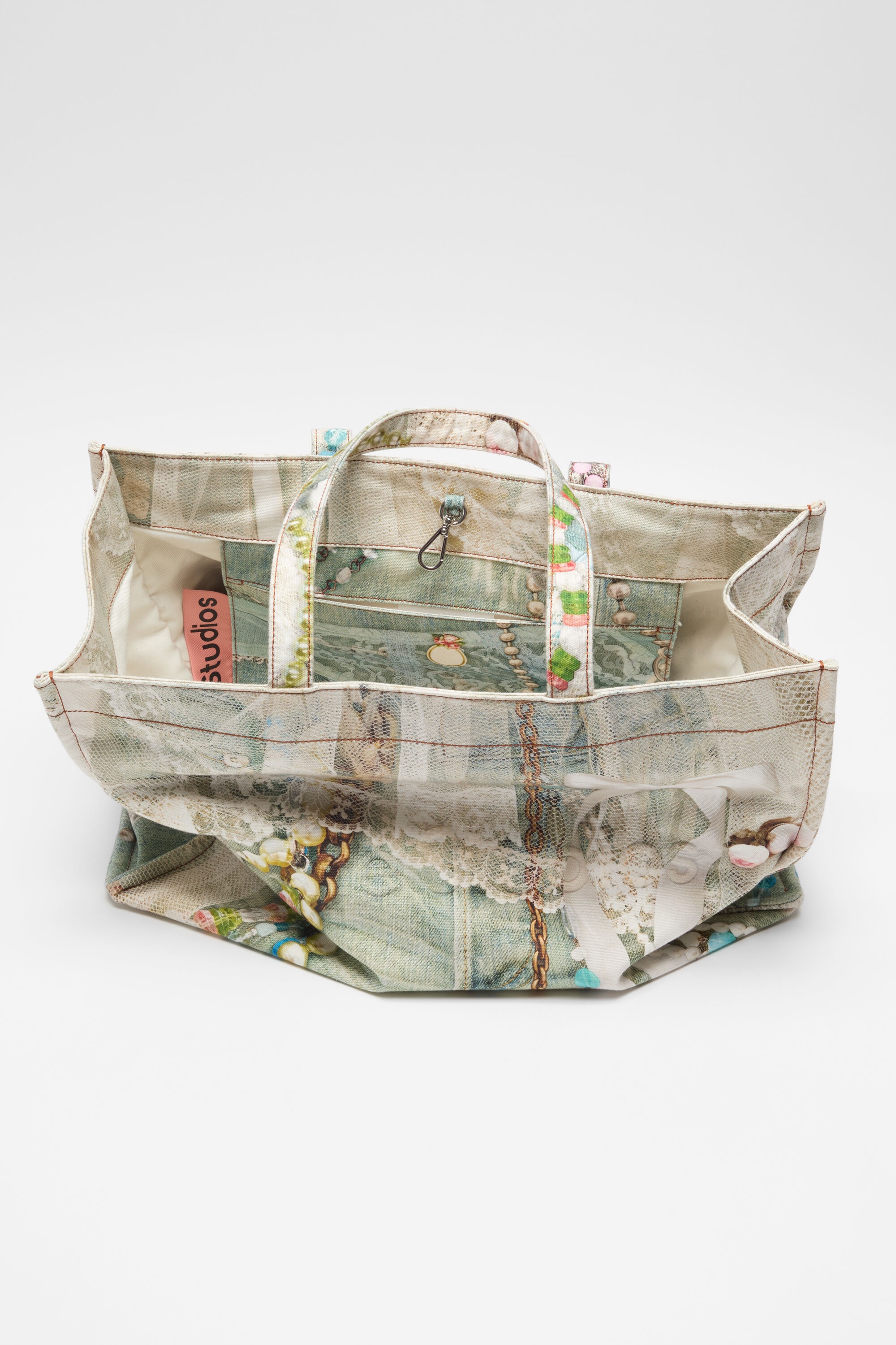 Logo Shoulder Tote Bag - White/green - 3