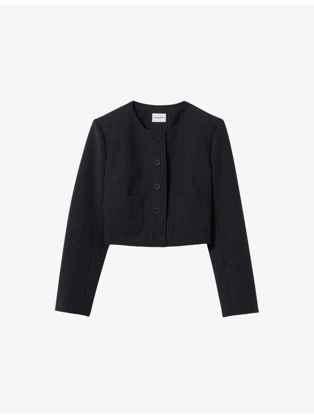 Striped Round-Neck Stretch Wool-Blend Jacket - 1