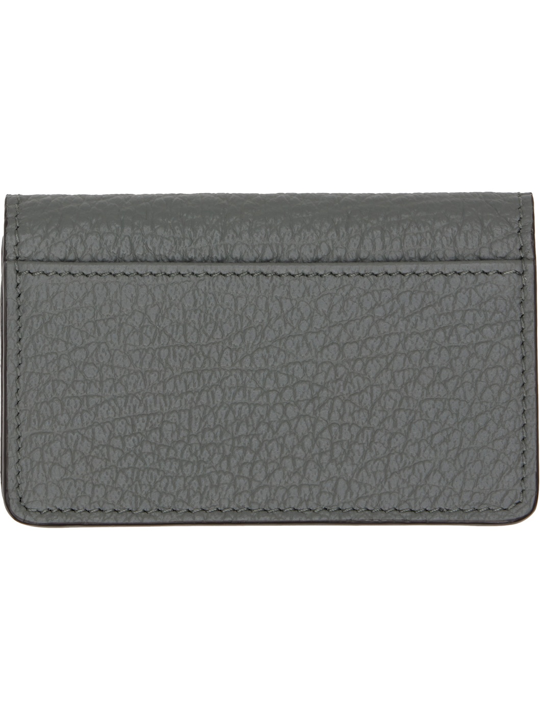 Gray Grained Leather Card Holder - 2