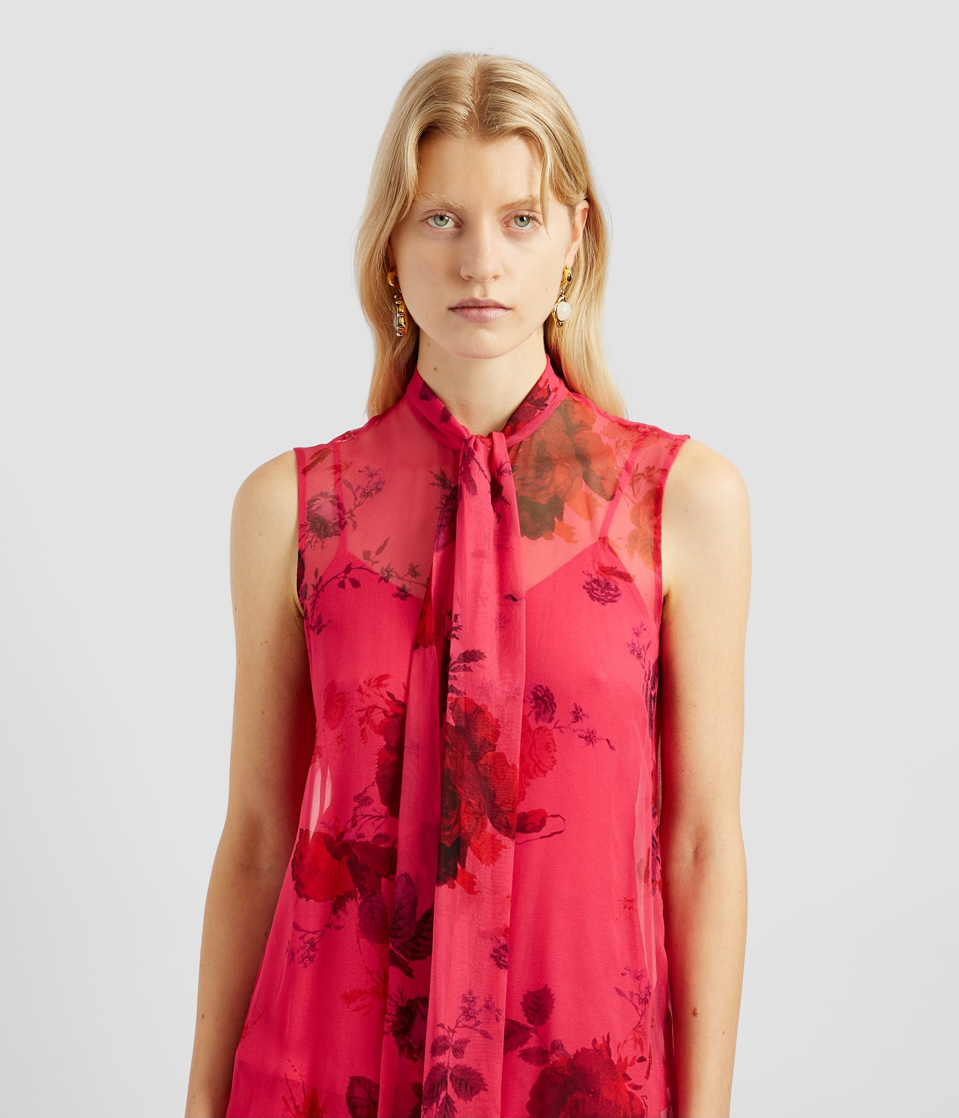 TIE NECK SLEEVELESS TOP - 5