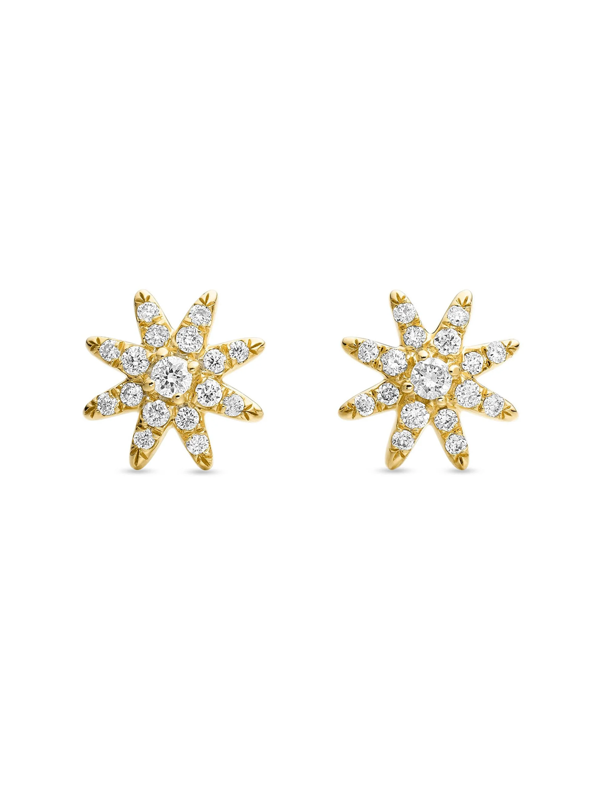 Women's Petite Starburst Stud Earrings in 18K White Gold with Diamonds, 7.5MM - Diamond - 1