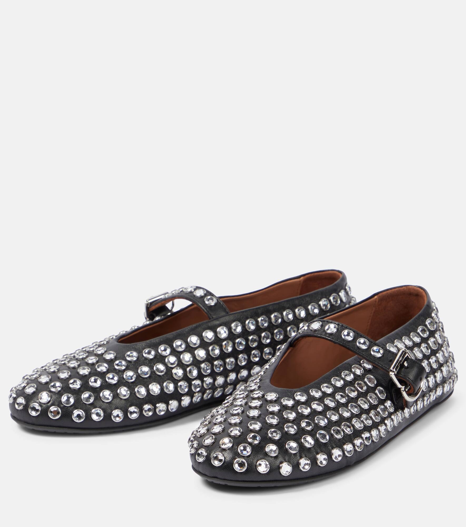 Embellished leather ballet flats - 5