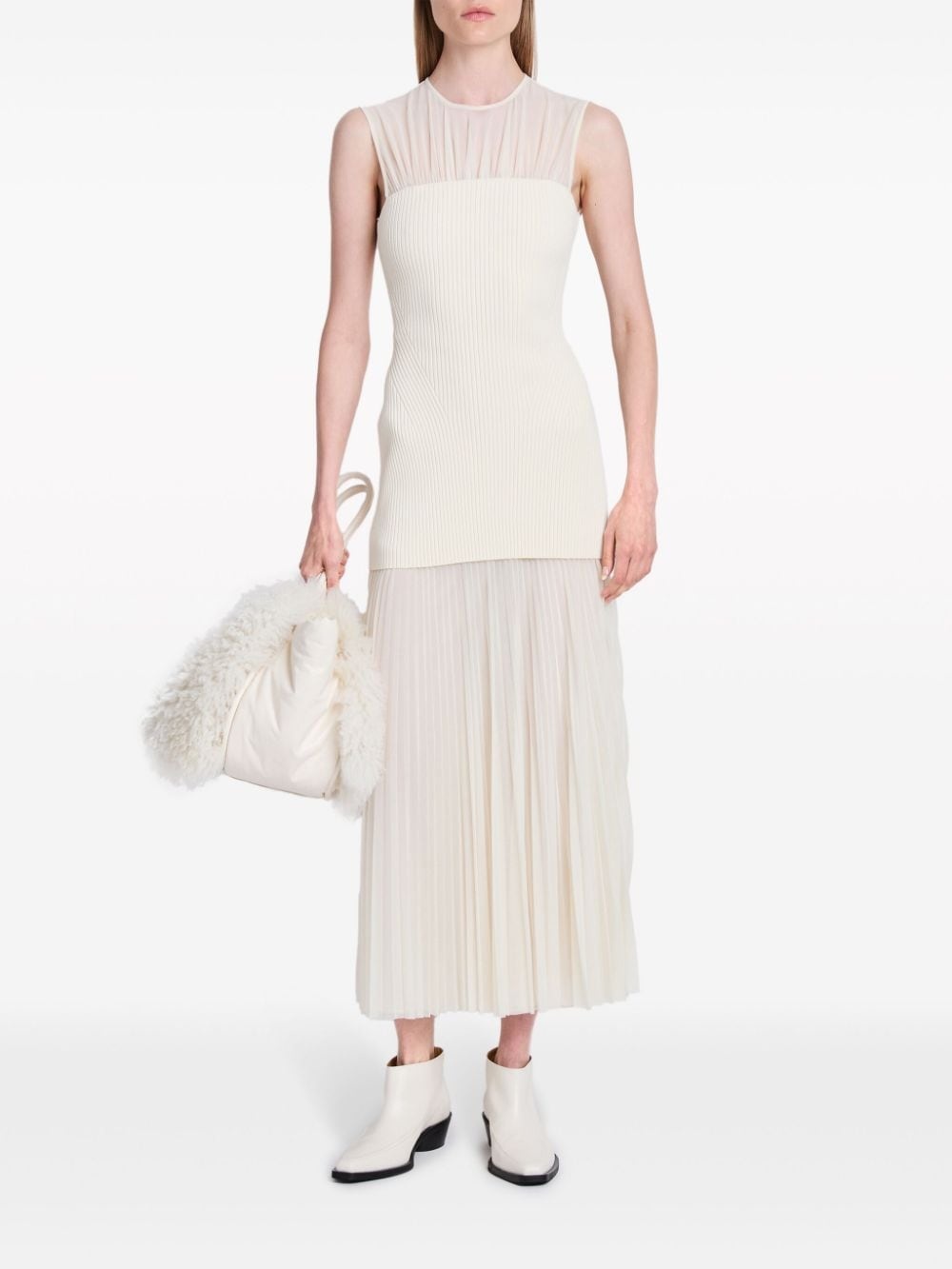 Niki ribbed-knit panel pleated maxi dress - 2