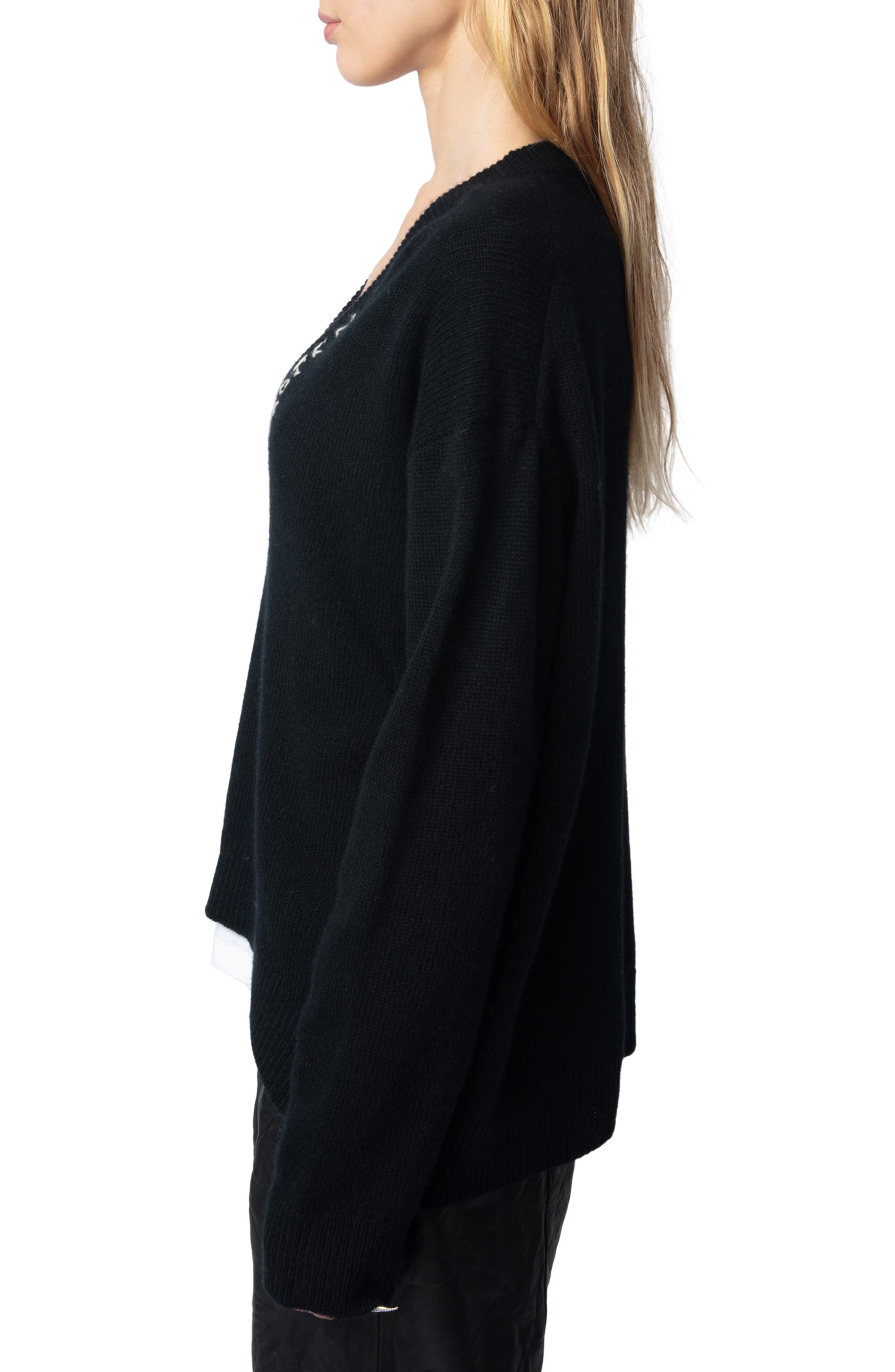 Zadig & Voltaire Miky R&R Cashmere Sweater in Black at Nordstrom - 3