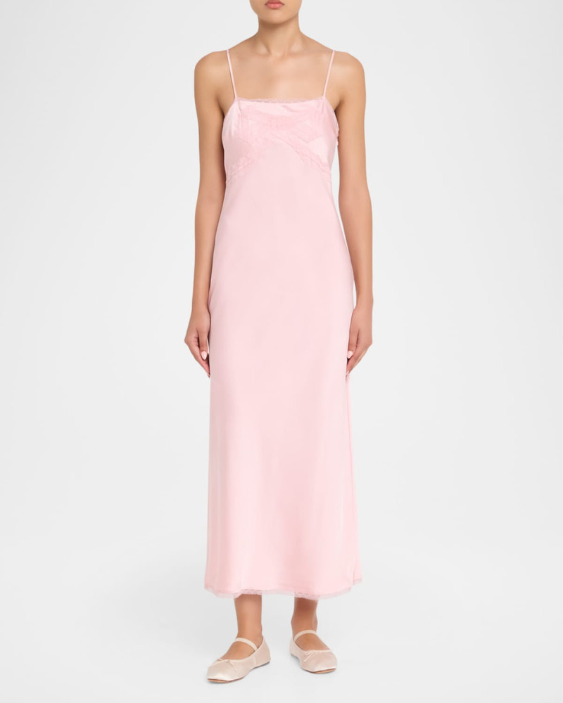 LoveShackFancy Isolie Lace Bow Crepe Midi Dress outlook