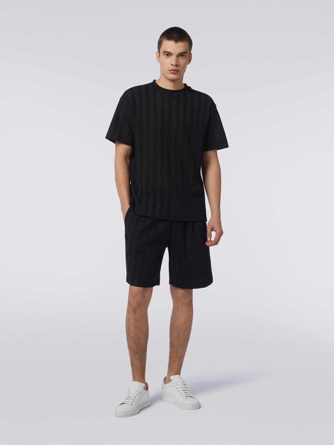 Shorts in zigzag viscose and cotton - 2