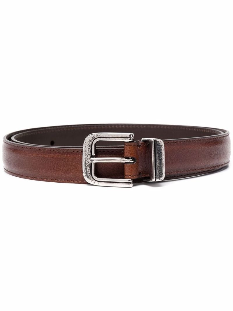 buckled leather belt - 1