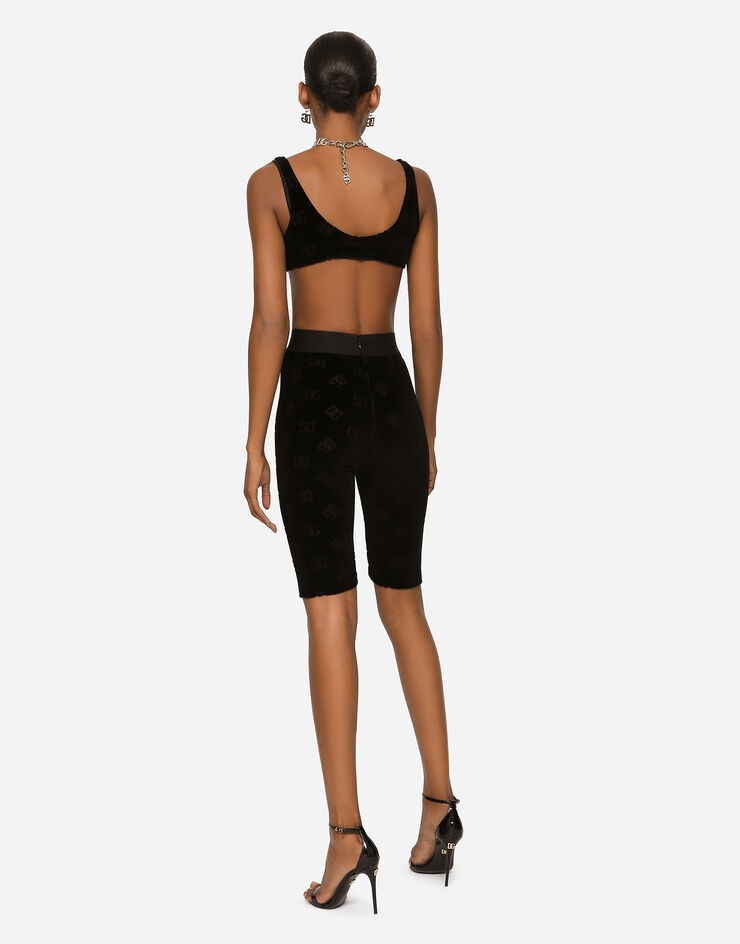 Flocked jersey cycling shorts with all-over DG logo - 3