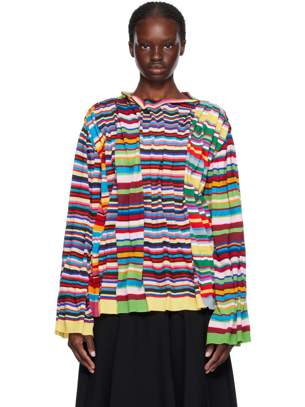 Multicolor Gathered Sweater - 1