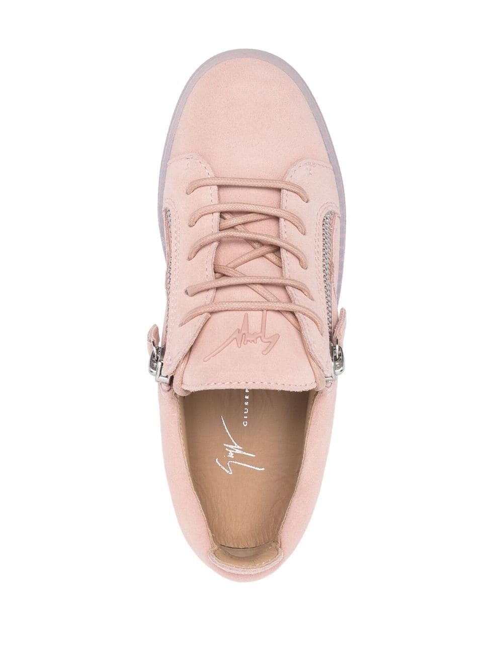 zip-detail leather low-top sneakers - 4