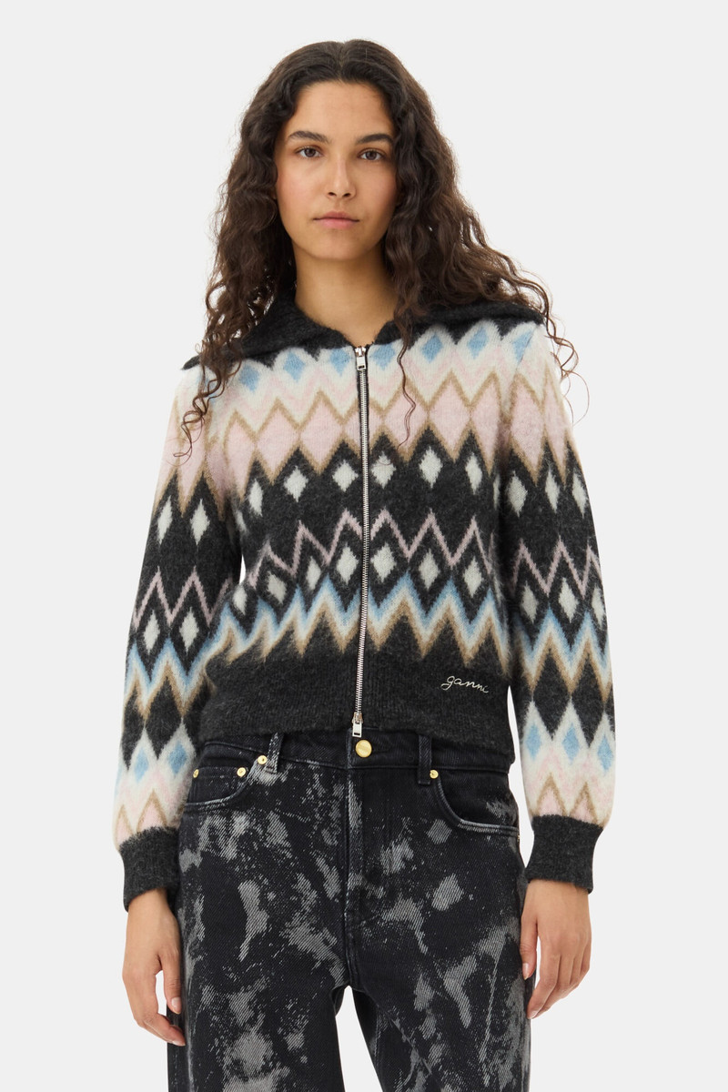GANNI MULTICOLOR FINE BRUSHED ALPACA CARDIGAN outlook