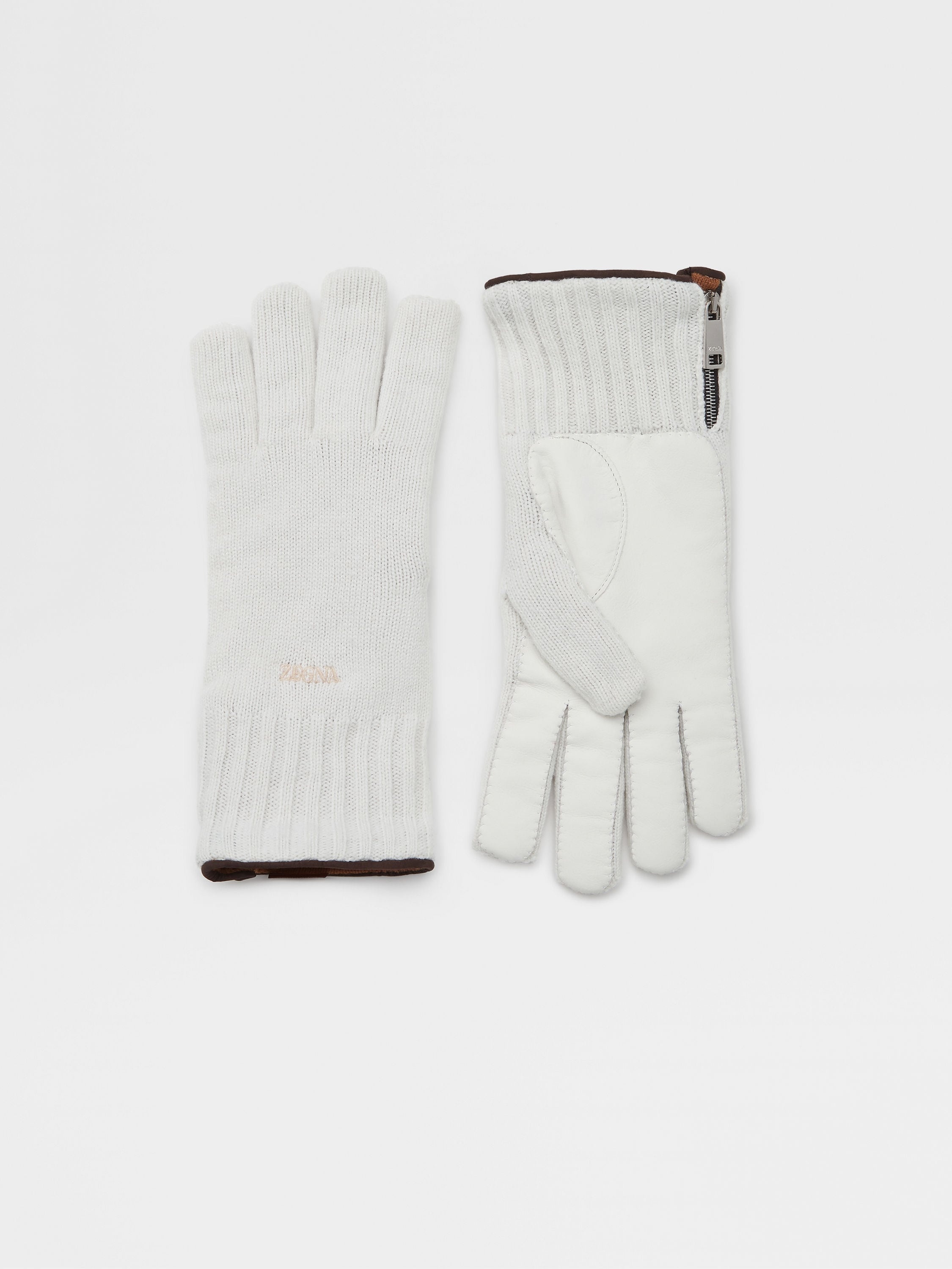 WHITE OASI CASHMERE GLOVES - 1