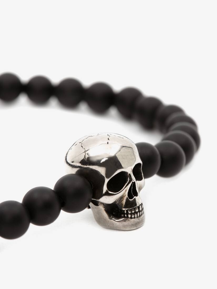 Skull Beaded Bracelet in Black/silver - 4