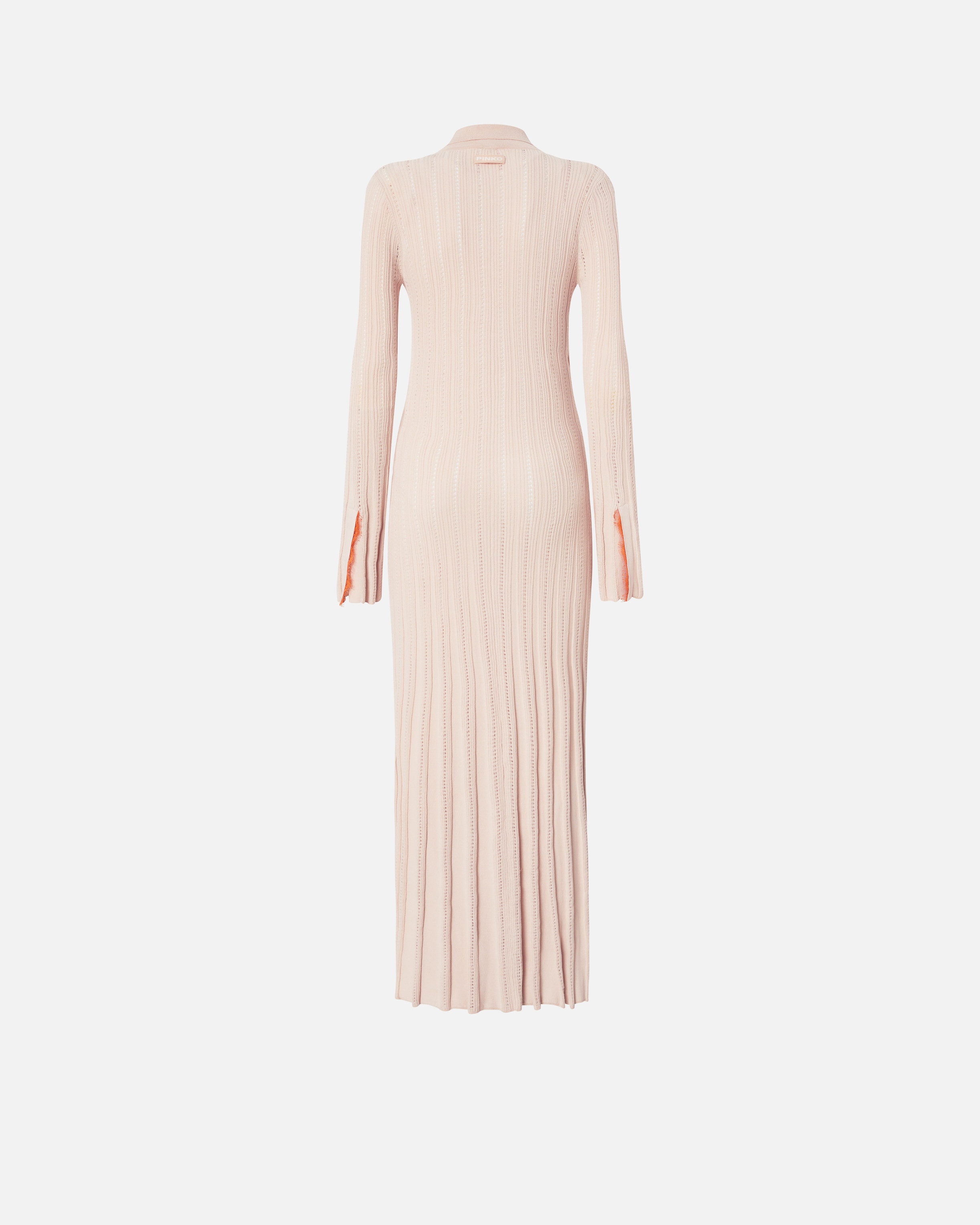 LONG KNIT POLO DRESS WITH OPENWORK - 6