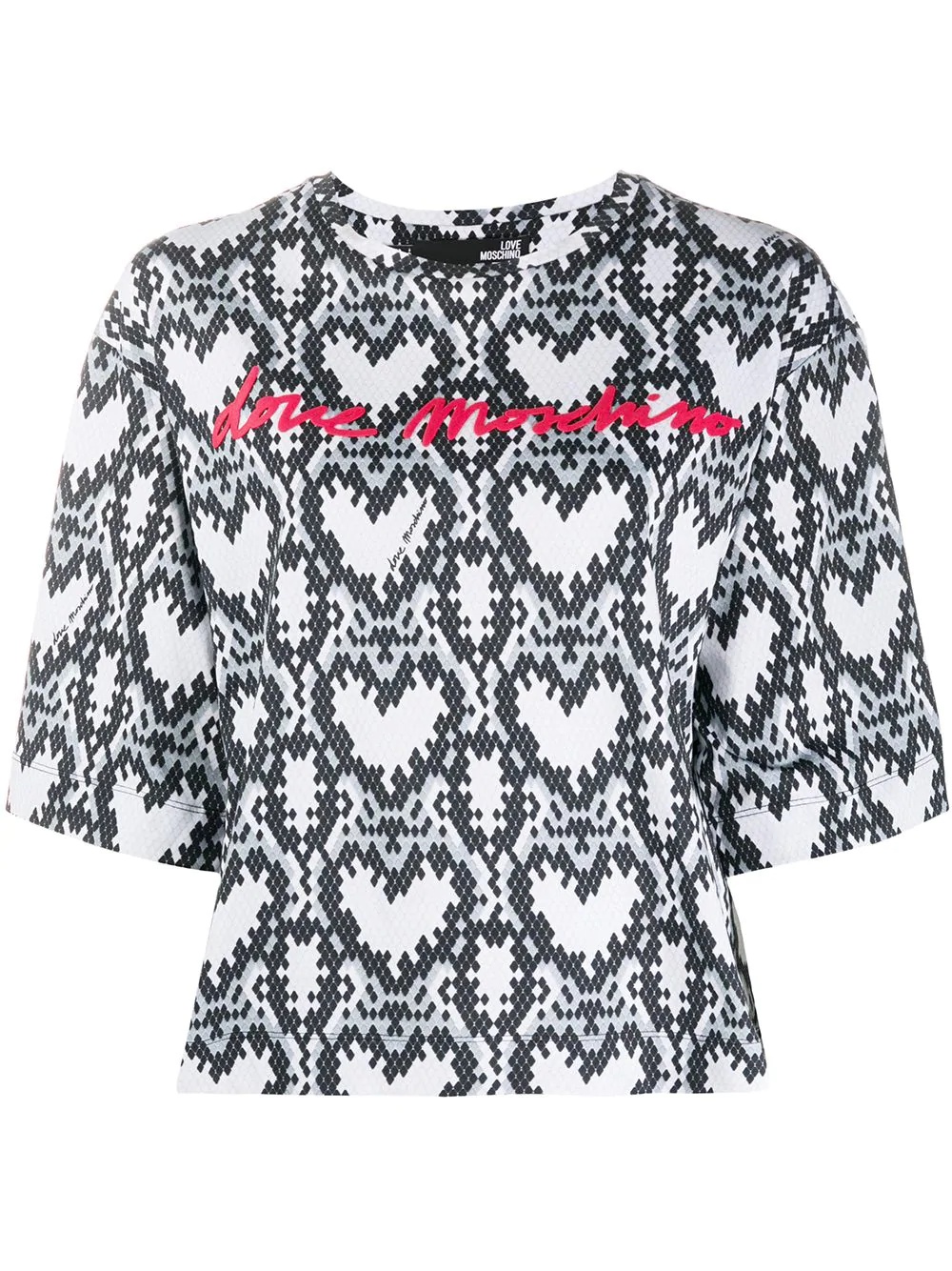 heart print short-sleeved T-shirt - 1