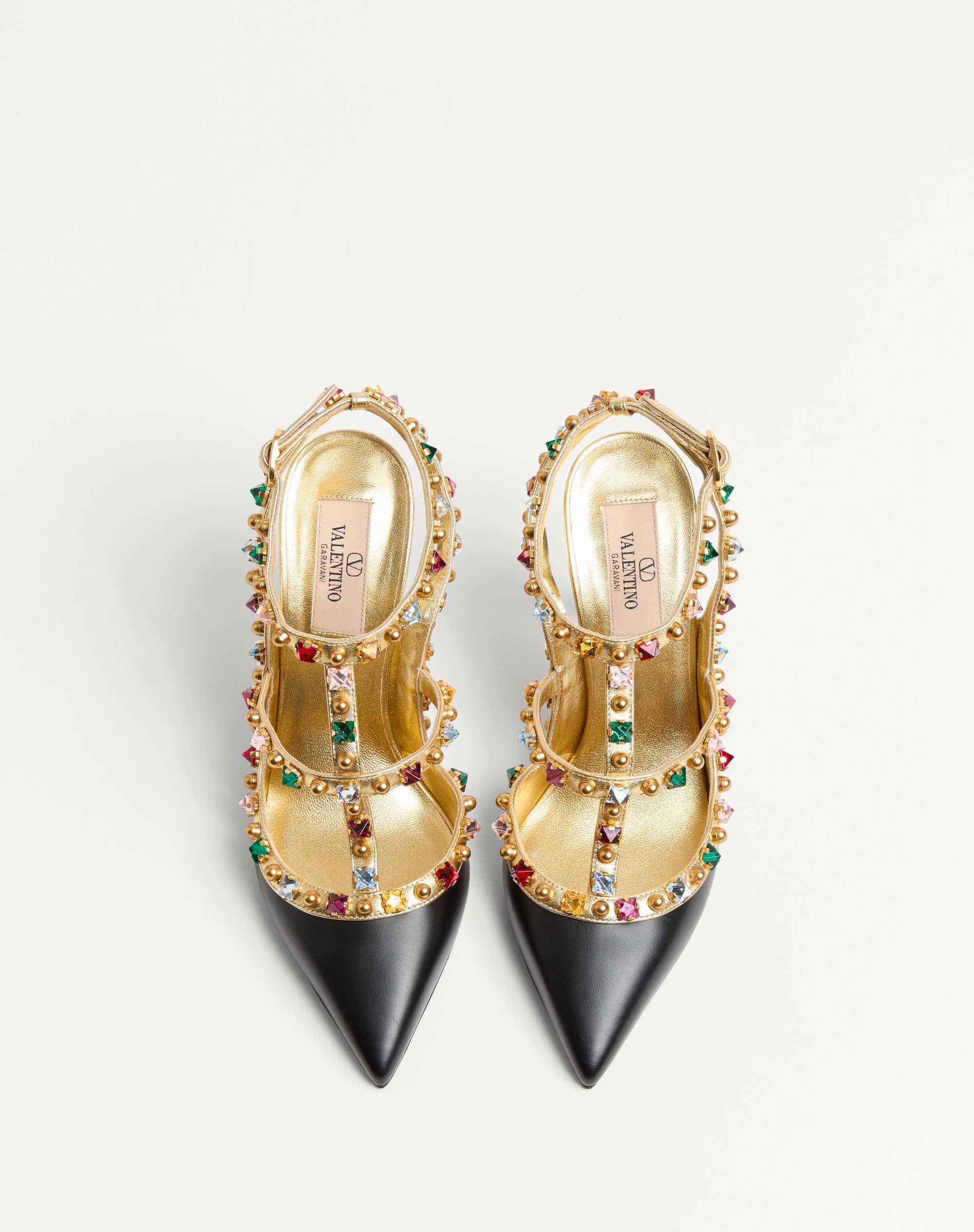 ROCKSTUD CALFSKIN PUMPS WITH CABOCHON AND 100MM CRYSTALS - 4