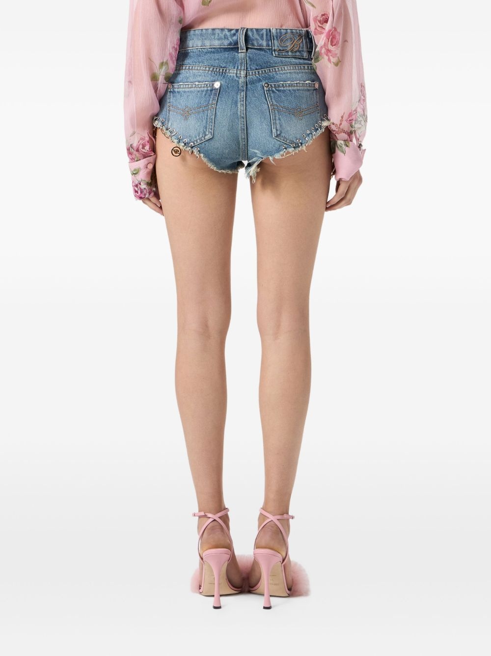 denim mini shorts - 4