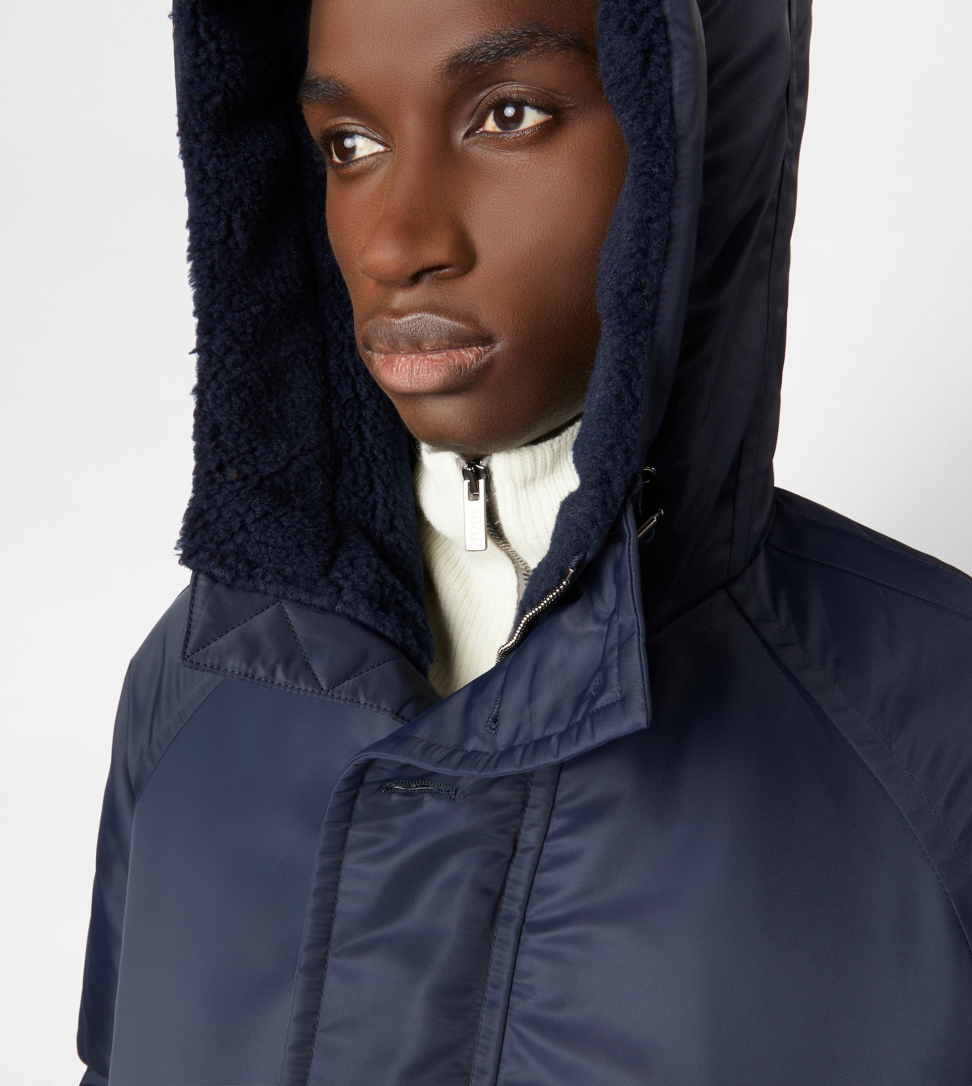 HOODED DOWN JACKET - BLUE - 4