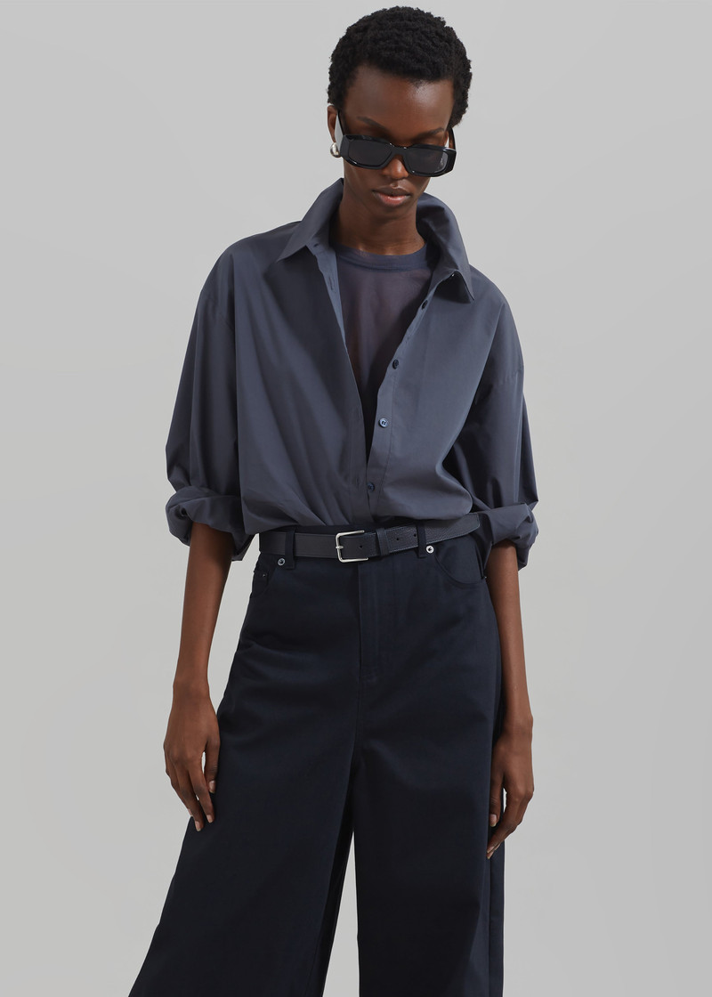 Kae Back Slit Button Up Shirt - Charcoal 4
