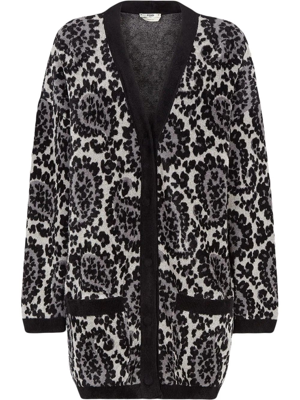 paisley pattern oversized cardigan - 1