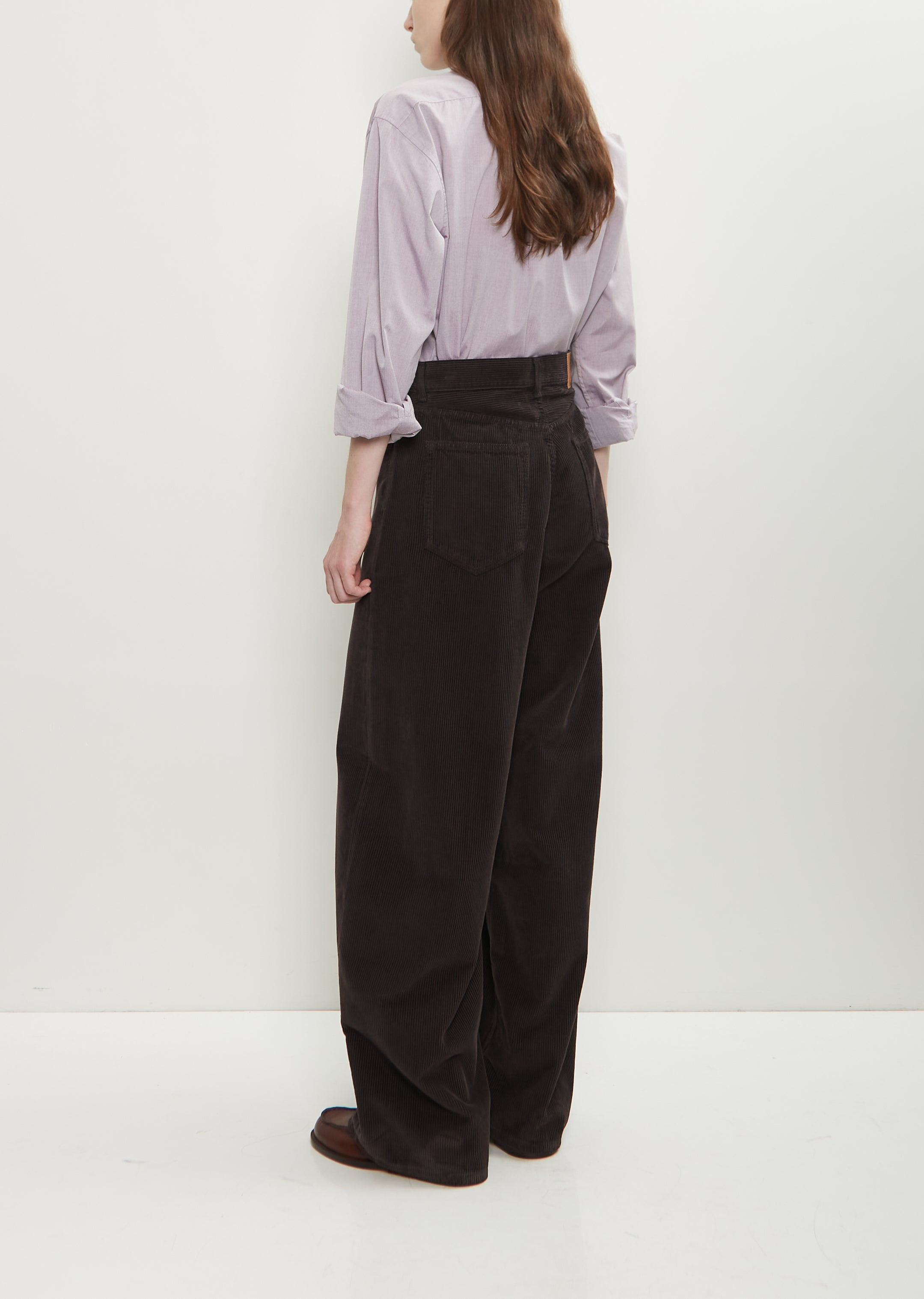 Cotton Corduroy Roomy Jean — Chocolate - 3