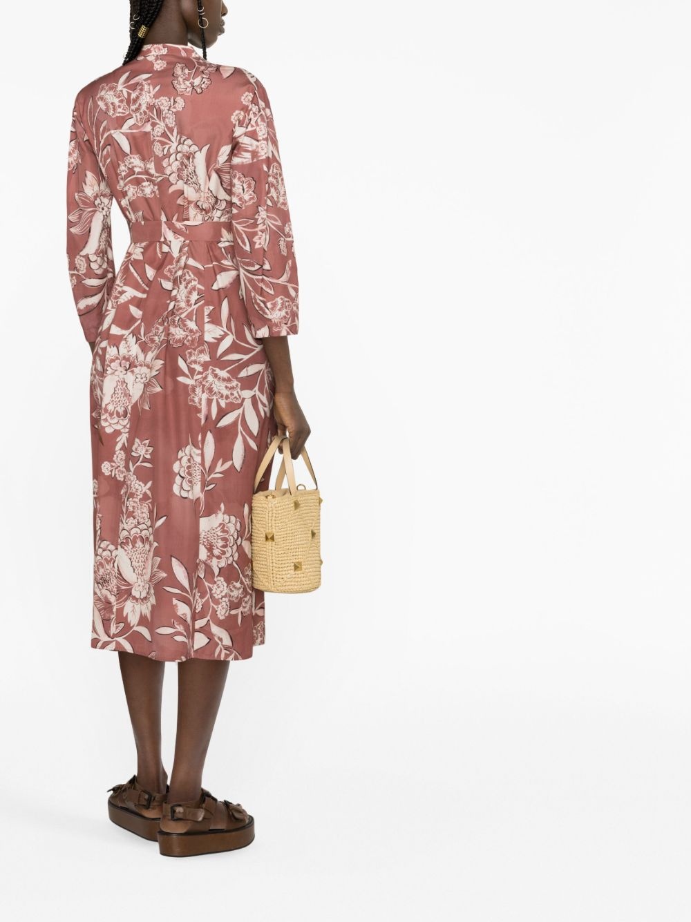 floral-print shirt dress - 3