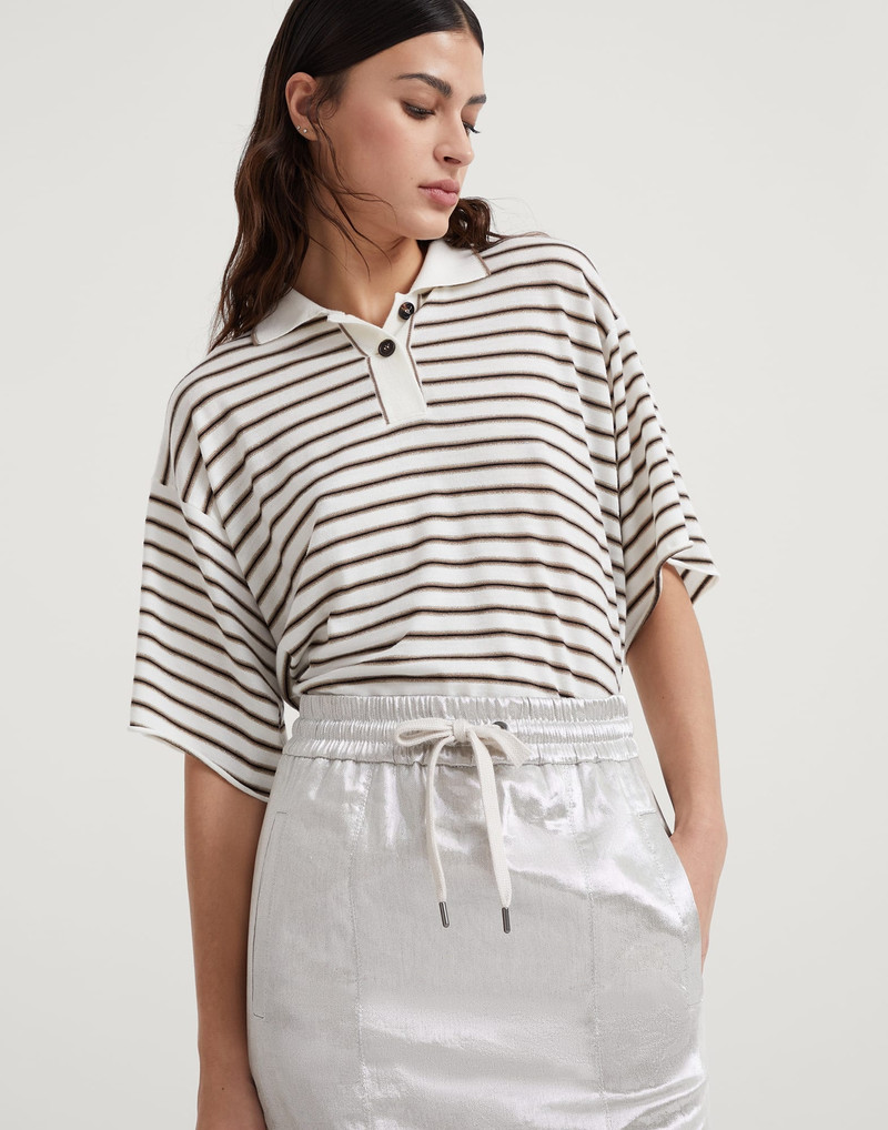 Sparkling linen gabardine midi track skirt 3