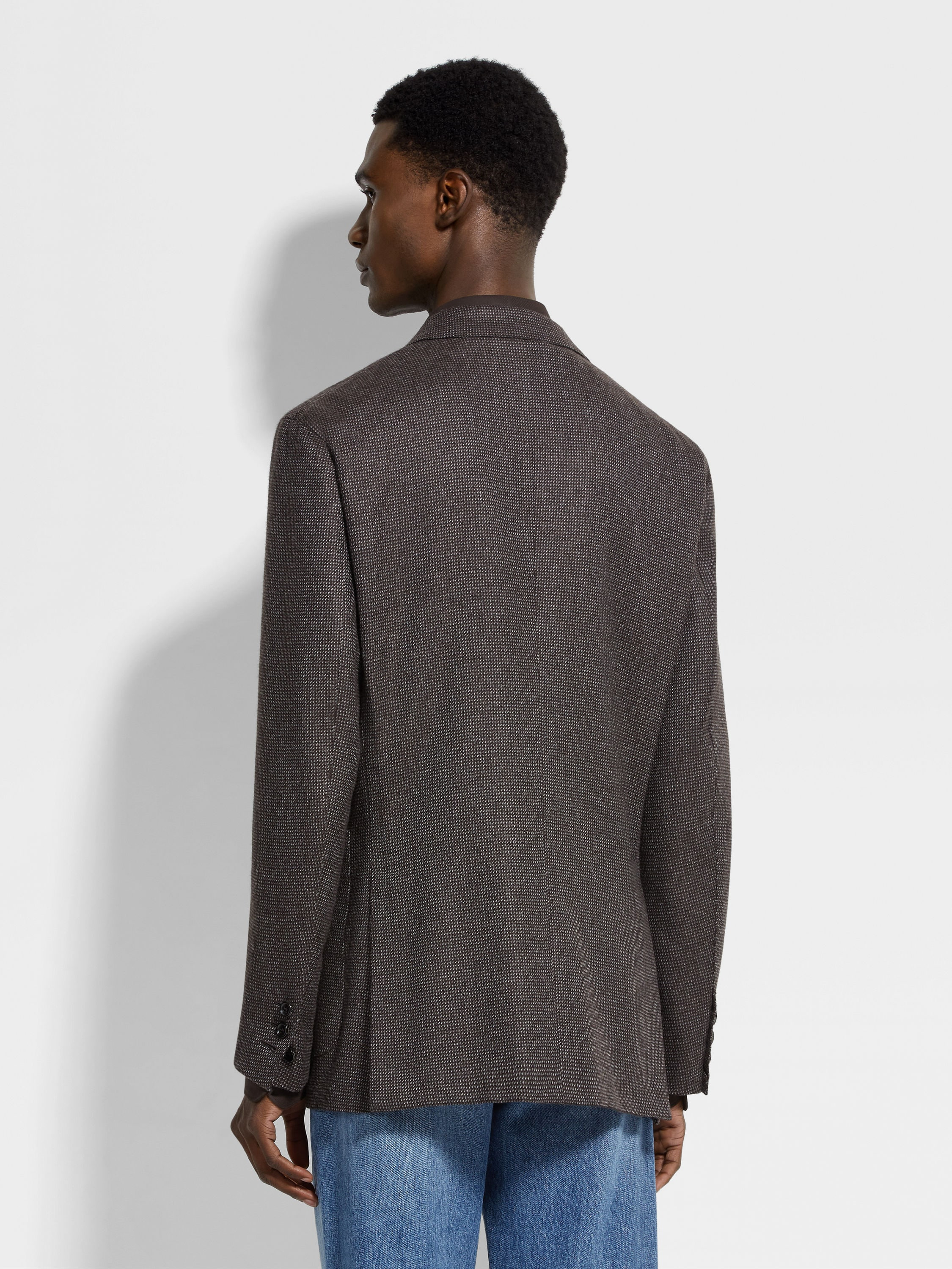 BROWN AND GREY OASI CASHMERE JACKET - 5